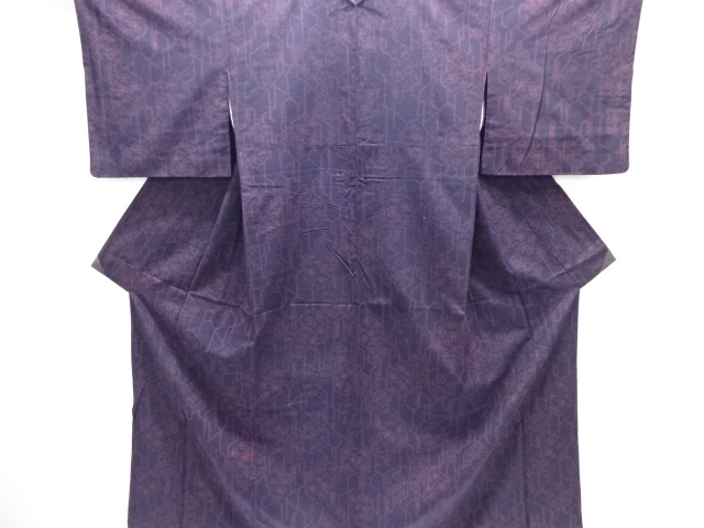 JAPANESE KIMONO / SILK / HAND WOVEN TSUMUGI / KIKKO & FLOWERS